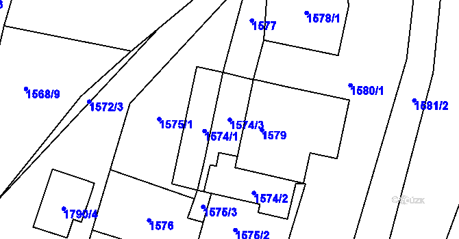 Parcela st. 1574/3 v KÚ Suchdol nad Lužnicí, Katastrální mapa