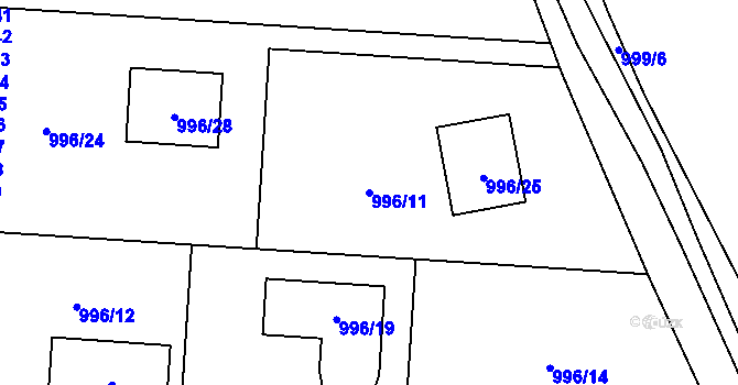 Parcela st. 996/11 v KÚ Suchdol nad Lužnicí, Katastrální mapa