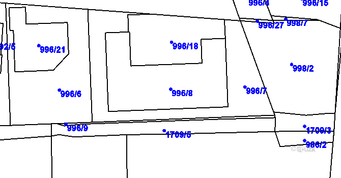 Parcela st. 996/8 v KÚ Suchdol nad Lužnicí, Katastrální mapa