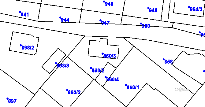 Parcela st. 860/3 v KÚ Suchdol nad Lužnicí, Katastrální mapa