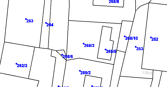 Parcela st. 268/3 v KÚ Suchdol nad Lužnicí, Katastrální mapa