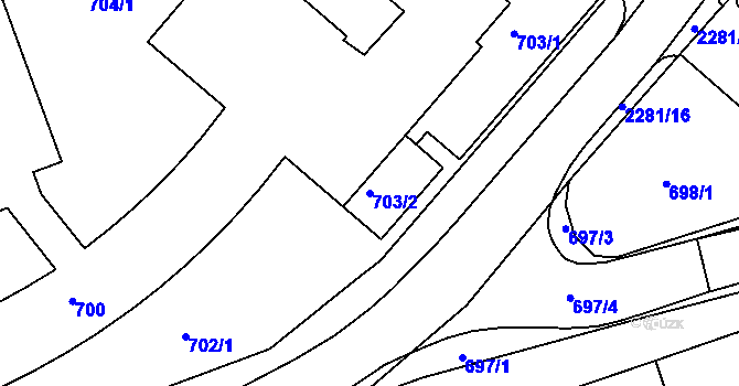 Parcela st. 703/2 v KÚ Suchdol nad Lužnicí, Katastrální mapa