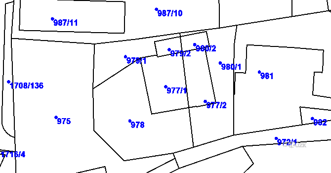 Parcela st. 977/1 v KÚ Suchdol nad Lužnicí, Katastrální mapa