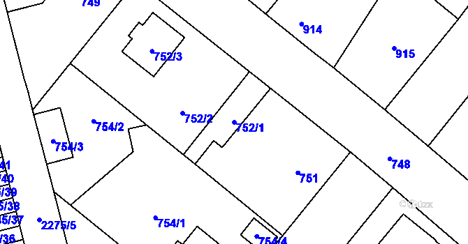 Parcela st. 752/1 v KÚ Suchdol nad Lužnicí, Katastrální mapa