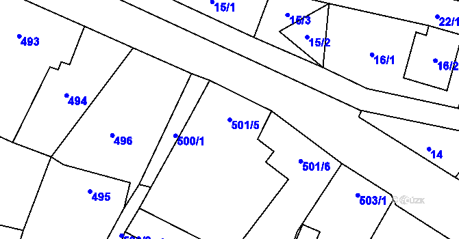 Parcela st. 501/5 v KÚ Suchdol nad Lužnicí, Katastrální mapa