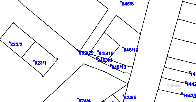 Parcela st. 845/16 v KÚ Suchdol nad Lužnicí, Katastrální mapa