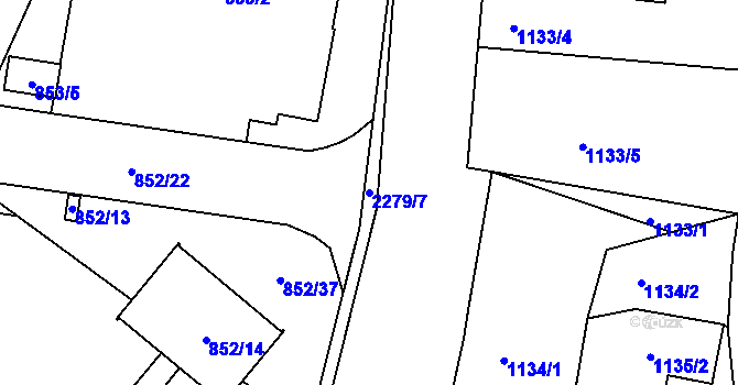 Parcela st. 2279/7 v KÚ Suchdol nad Lužnicí, Katastrální mapa