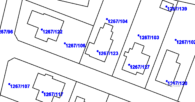 Parcela st. 1267/123 v KÚ Suchdol nad Lužnicí, Katastrální mapa