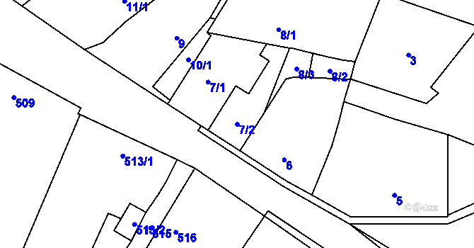 Parcela st. 7/2 v KÚ Suchdol nad Lužnicí, Katastrální mapa