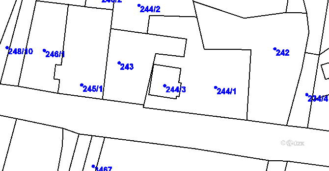 Parcela st. 244/3 v KÚ Suchdol nad Lužnicí, Katastrální mapa
