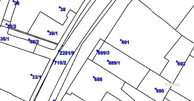 Parcela st. 689/2 v KÚ Suchdol nad Lužnicí, Katastrální mapa