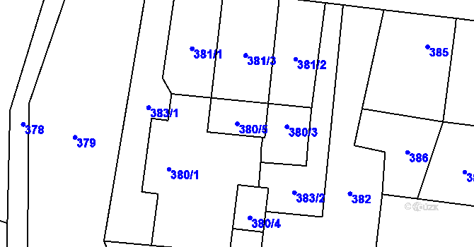 Parcela st. 380/5 v KÚ Suchdol nad Lužnicí, Katastrální mapa