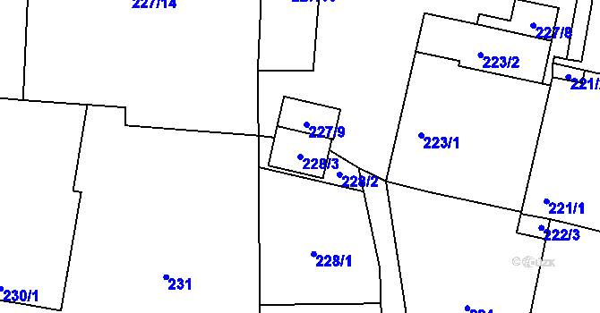 Parcela st. 228/3 v KÚ Suchdol nad Lužnicí, Katastrální mapa