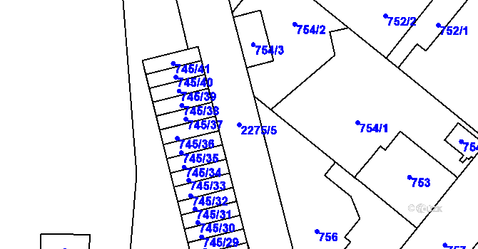 Parcela st. 2275/5 v KÚ Suchdol nad Lužnicí, Katastrální mapa