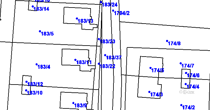 Parcela st. 183/37 v KÚ Suchdol nad Lužnicí, Katastrální mapa