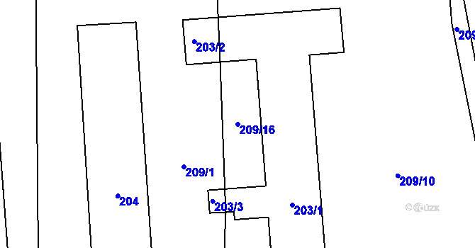 Parcela st. 209/16 v KÚ Suchdol nad Lužnicí, Katastrální mapa