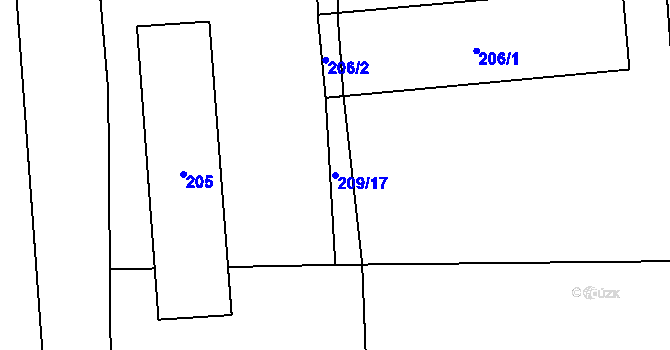 Parcela st. 209/17 v KÚ Suchdol nad Lužnicí, Katastrální mapa