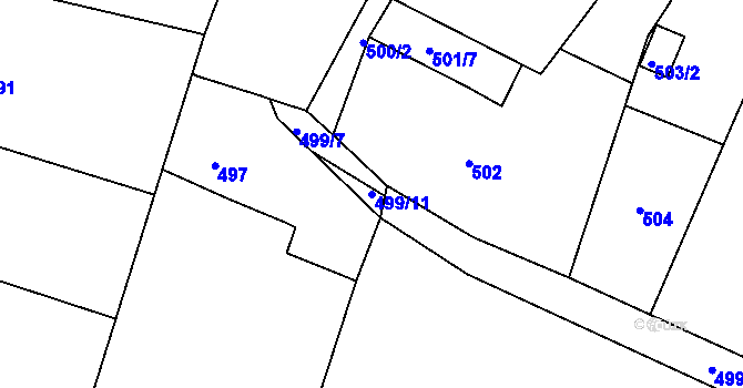 Parcela st. 499/11 v KÚ Suchdol nad Lužnicí, Katastrální mapa