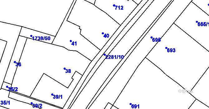 Parcela st. 2281/10 v KÚ Suchdol nad Lužnicí, Katastrální mapa