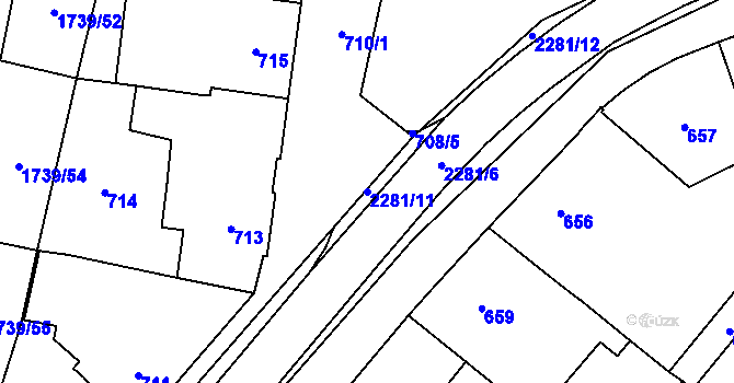 Parcela st. 2281/11 v KÚ Suchdol nad Lužnicí, Katastrální mapa