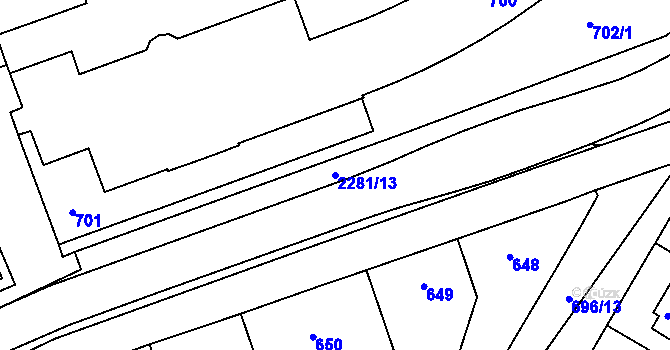 Parcela st. 2281/13 v KÚ Suchdol nad Lužnicí, Katastrální mapa