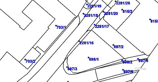 Parcela st. 2281/16 v KÚ Suchdol nad Lužnicí, Katastrální mapa