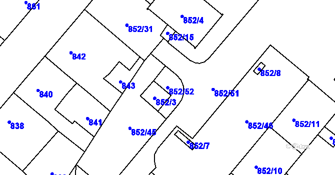 Parcela st. 852/52 v KÚ Suchdol nad Lužnicí, Katastrální mapa