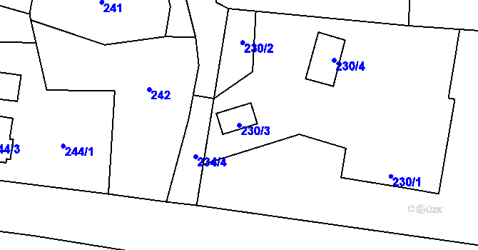 Parcela st. 230/3 v KÚ Suchdol nad Lužnicí, Katastrální mapa