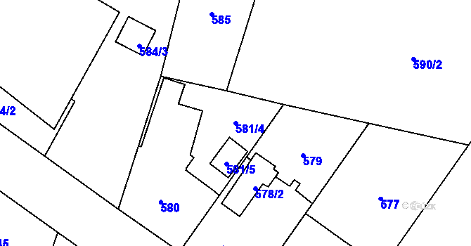 Parcela st. 581/4 v KÚ Suchdol nad Lužnicí, Katastrální mapa