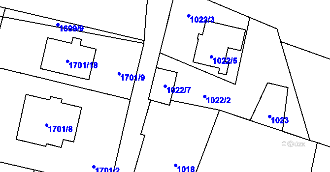 Parcela st. 1022/7 v KÚ Suchdol nad Lužnicí, Katastrální mapa