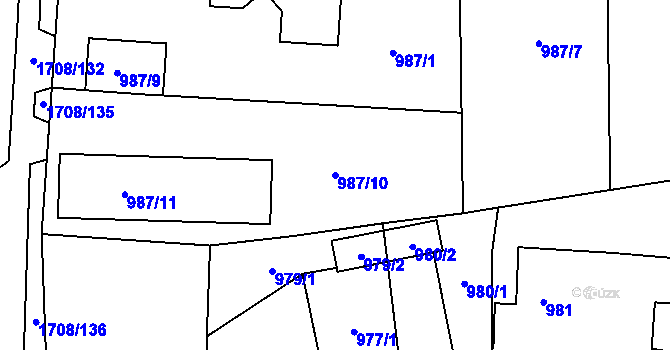 Parcela st. 987/10 v KÚ Suchdol nad Lužnicí, Katastrální mapa