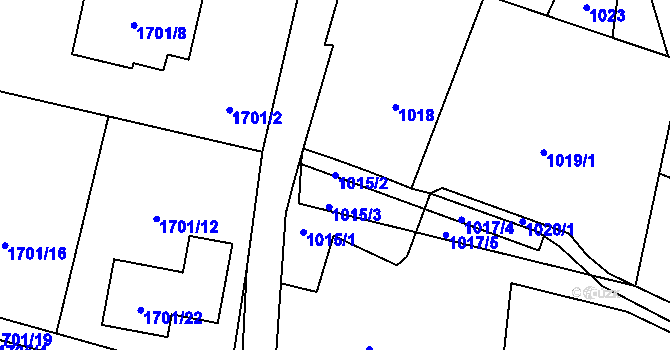 Parcela st. 1015/2 v KÚ Suchdol nad Lužnicí, Katastrální mapa