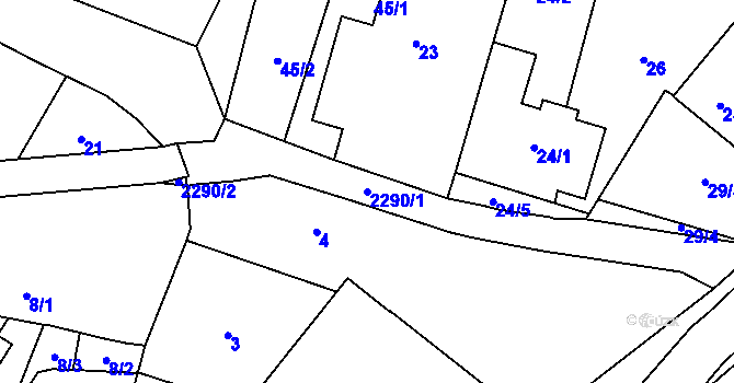 Parcela st. 2290/1 v KÚ Suchdol nad Lužnicí, Katastrální mapa