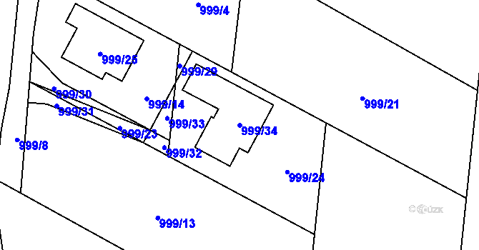 Parcela st. 999/34 v KÚ Suchdol nad Lužnicí, Katastrální mapa