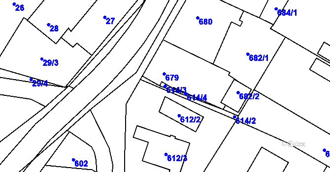 Parcela st. 614/3 v KÚ Suchdol nad Lužnicí, Katastrální mapa