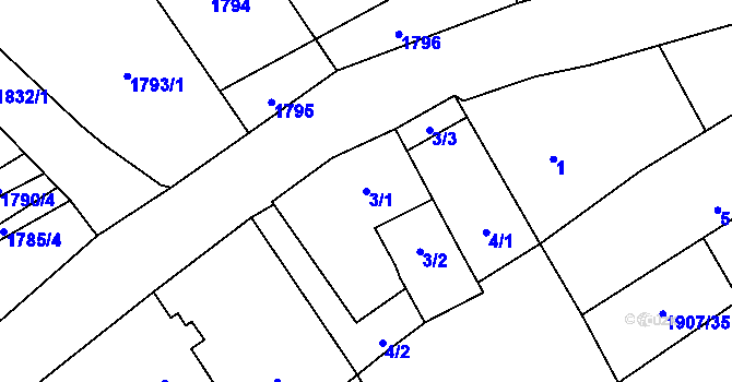 Parcela st. 3/1 v KÚ Suchdol nad Odrou, Katastrální mapa