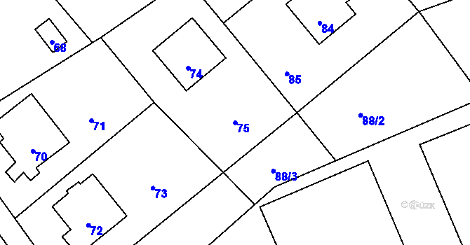 Parcela st. 75 v KÚ Suchdol nad Odrou, Katastrální mapa