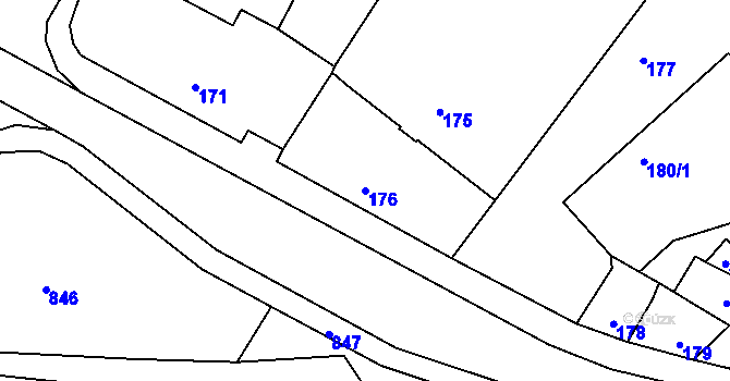 Parcela st. 176 v KÚ Suchdol nad Odrou, Katastrální mapa