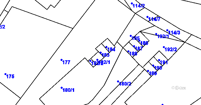 Parcela st. 183 v KÚ Suchdol nad Odrou, Katastrální mapa