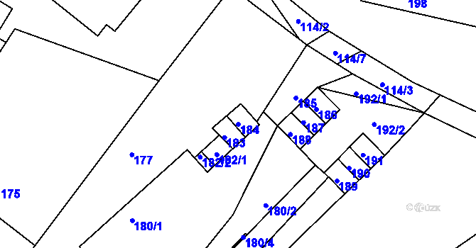 Parcela st. 184 v KÚ Suchdol nad Odrou, Katastrální mapa