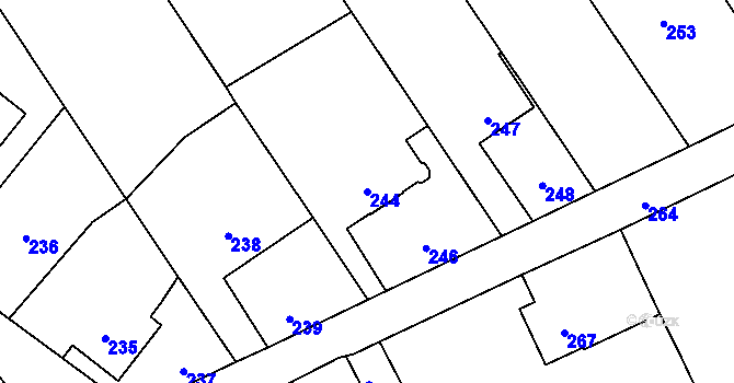 Parcela st. 244 v KÚ Suchdol nad Odrou, Katastrální mapa