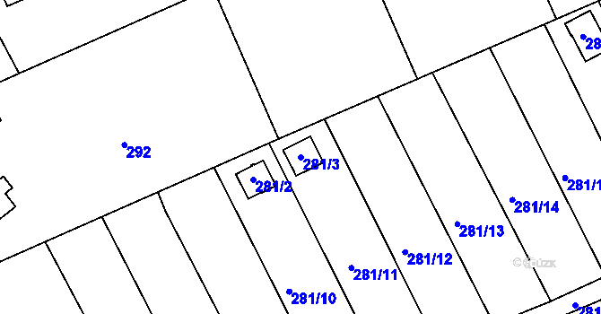 Parcela st. 281/3 v KÚ Suchdol nad Odrou, Katastrální mapa