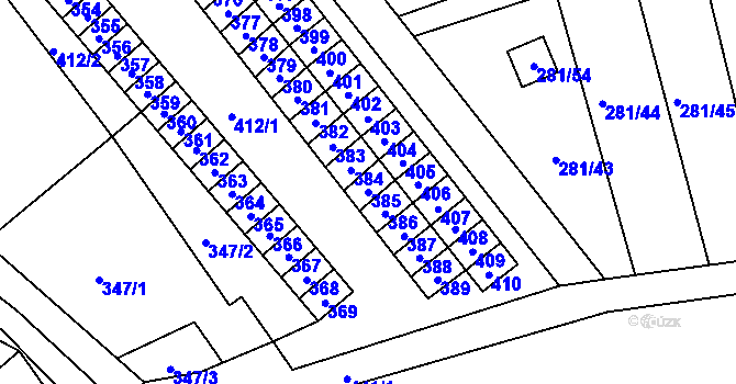 Parcela st. 385 v KÚ Suchdol nad Odrou, Katastrální mapa