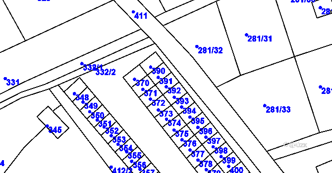 Parcela st. 392 v KÚ Suchdol nad Odrou, Katastrální mapa