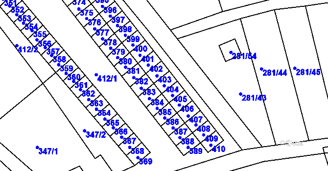 Parcela st. 404 v KÚ Suchdol nad Odrou, Katastrální mapa