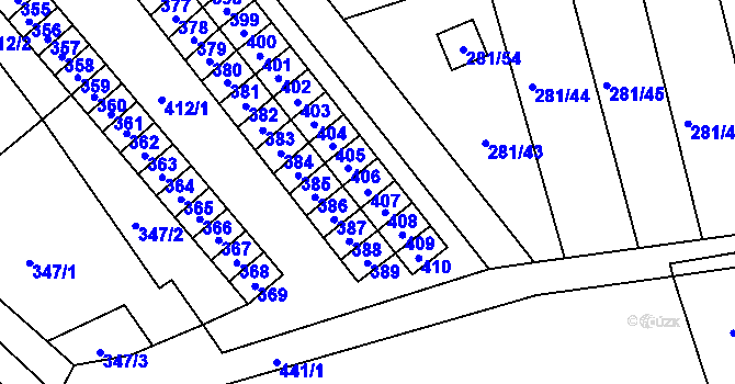 Parcela st. 407 v KÚ Suchdol nad Odrou, Katastrální mapa