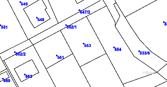 Parcela st. 553 v KÚ Suchdol nad Odrou, Katastrální mapa