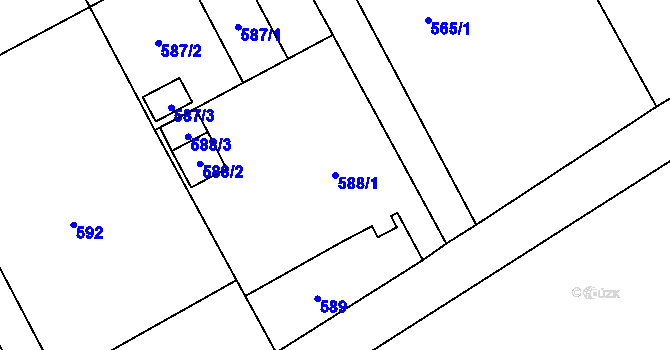 Parcela st. 588/1 v KÚ Suchdol nad Odrou, Katastrální mapa
