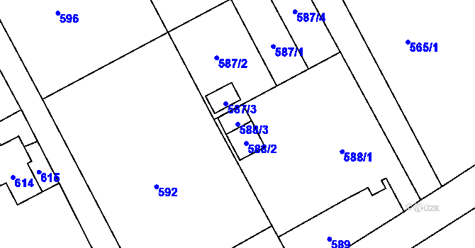 Parcela st. 588/3 v KÚ Suchdol nad Odrou, Katastrální mapa
