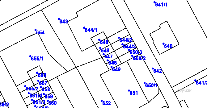 Parcela st. 647 v KÚ Suchdol nad Odrou, Katastrální mapa